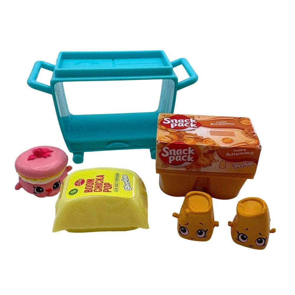 Shopkins Real Littles Snack Pack Pudding Boomchickapop Macaron Teal Shelf Lot